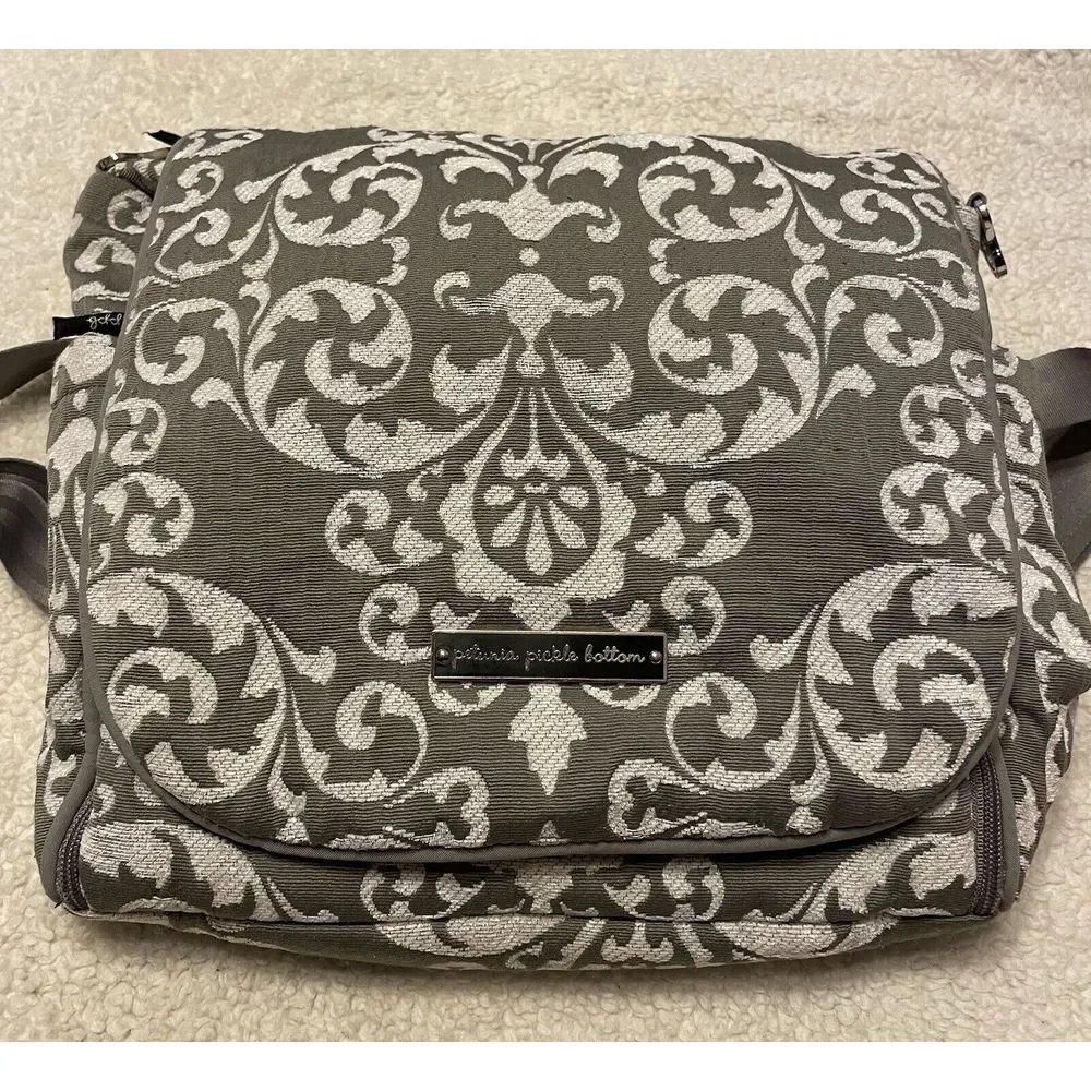 Petunia Pickle Bottom Backpack Messenger Bag‎ Baby Diaper Bag White Gray